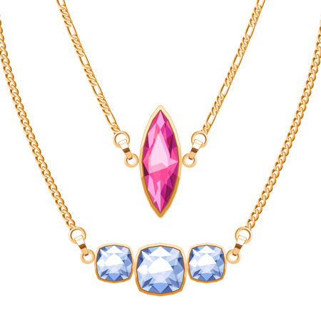 bijoux or colliers de chaîne dor serti de rubis et diamants pierres précieuses
